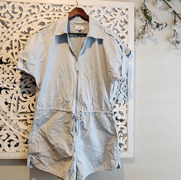 pistola Pants - PISTOLA MEG FRONT ZIP UTILITY ROMPER SKY BLUE SIZE MEDIUM